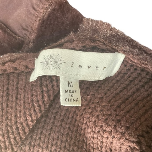 Fever Faux Fur Knit Sweater Vest Brown Medium - Picture 6 of 10